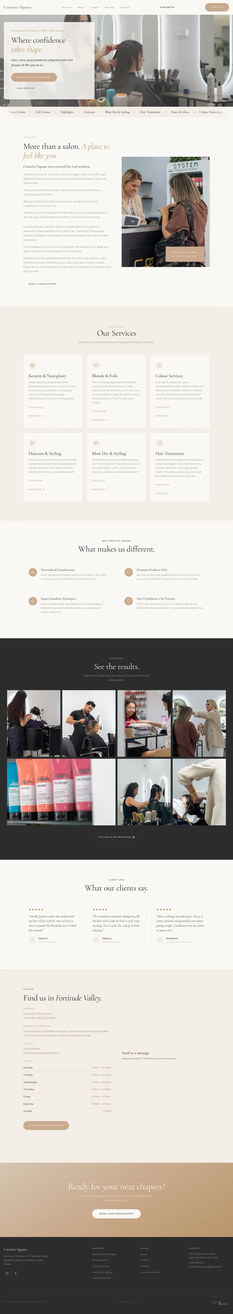 Creative Square hair salon website